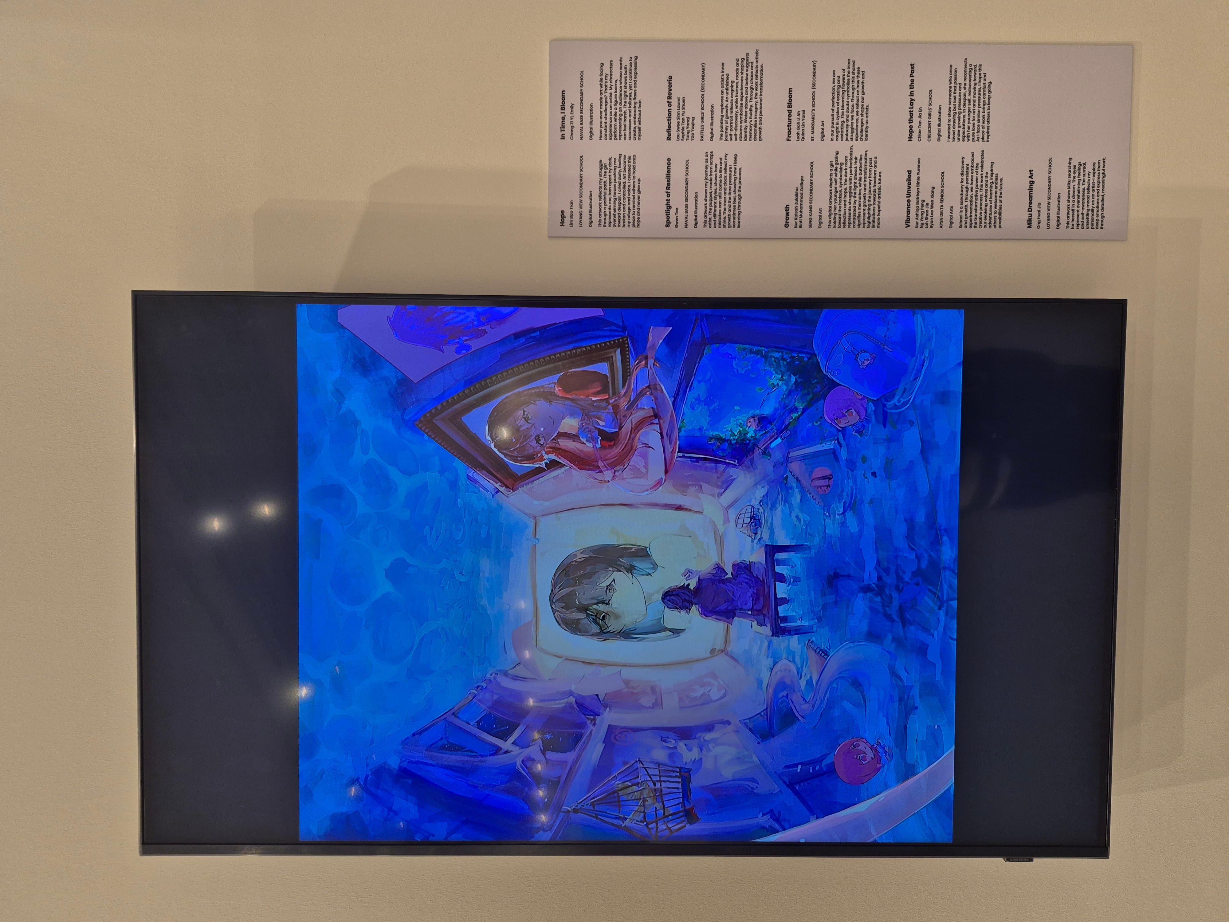 A closeup of an artwork displayed on a digital screen.
